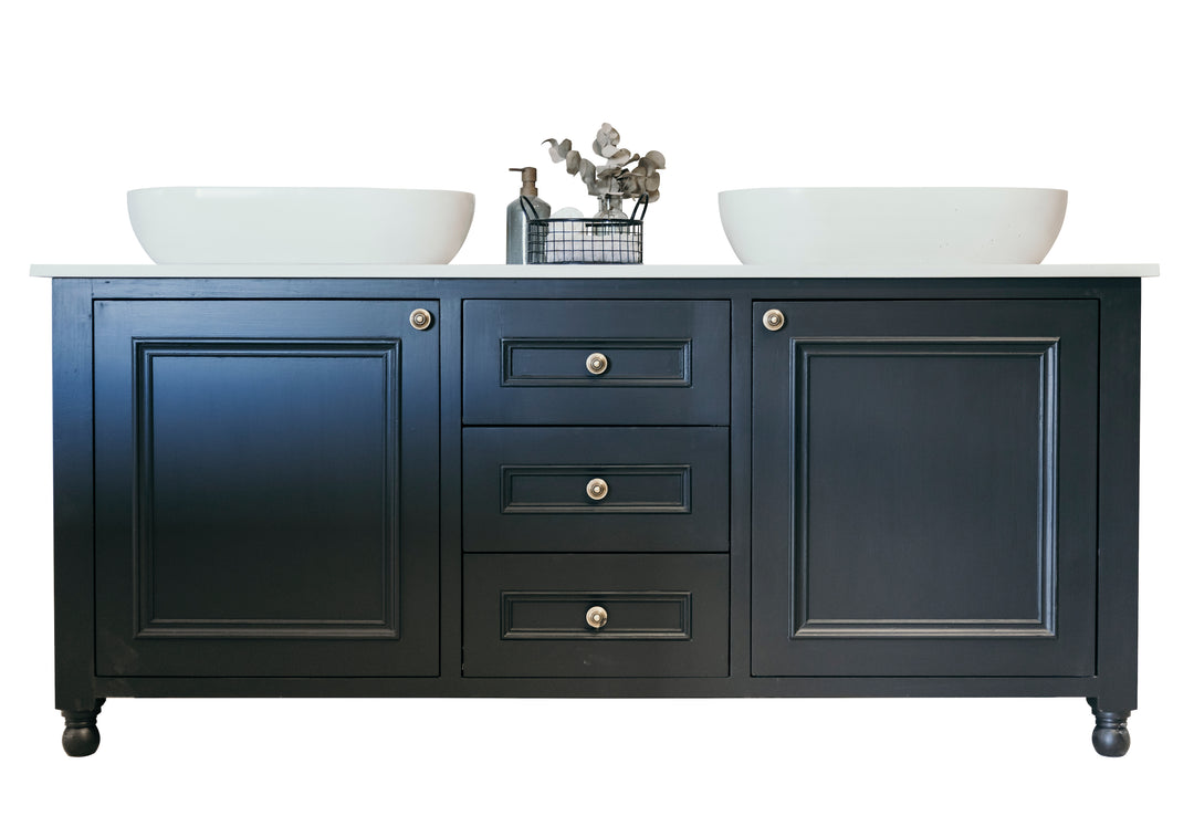 The French Double Vanity - With Oak Top