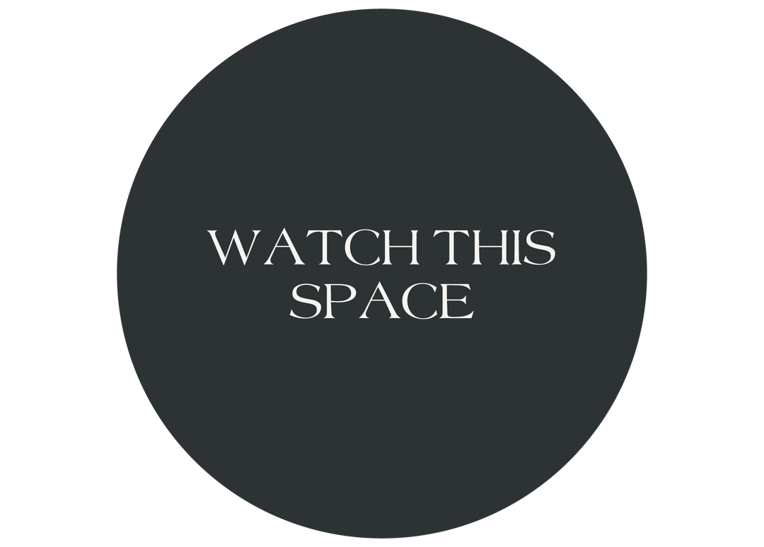 Black circle with 'WATCH THIS SPACE' text in the center on a white background