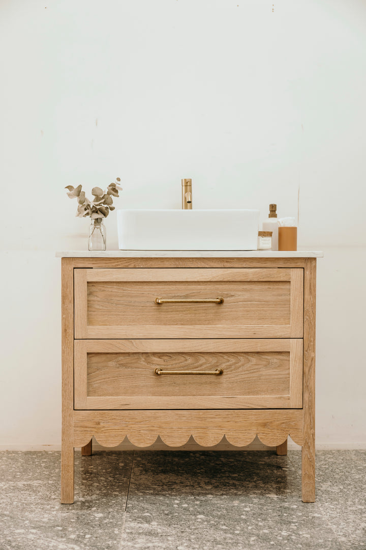 Wood vanity South Africa The Scalloped Single Oak Vanity