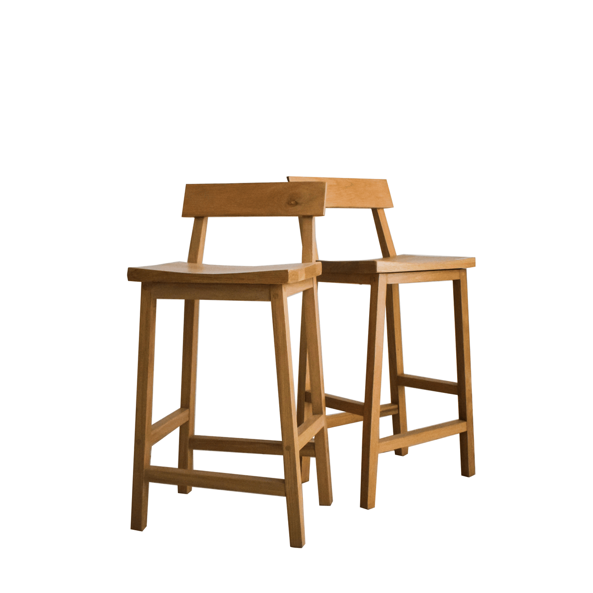 Solid Oak Stool with Back